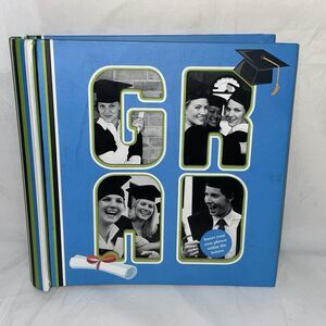 Graduation Album Blue Green 200 Horizontal Inserts 4x6 School Photo Keepsake